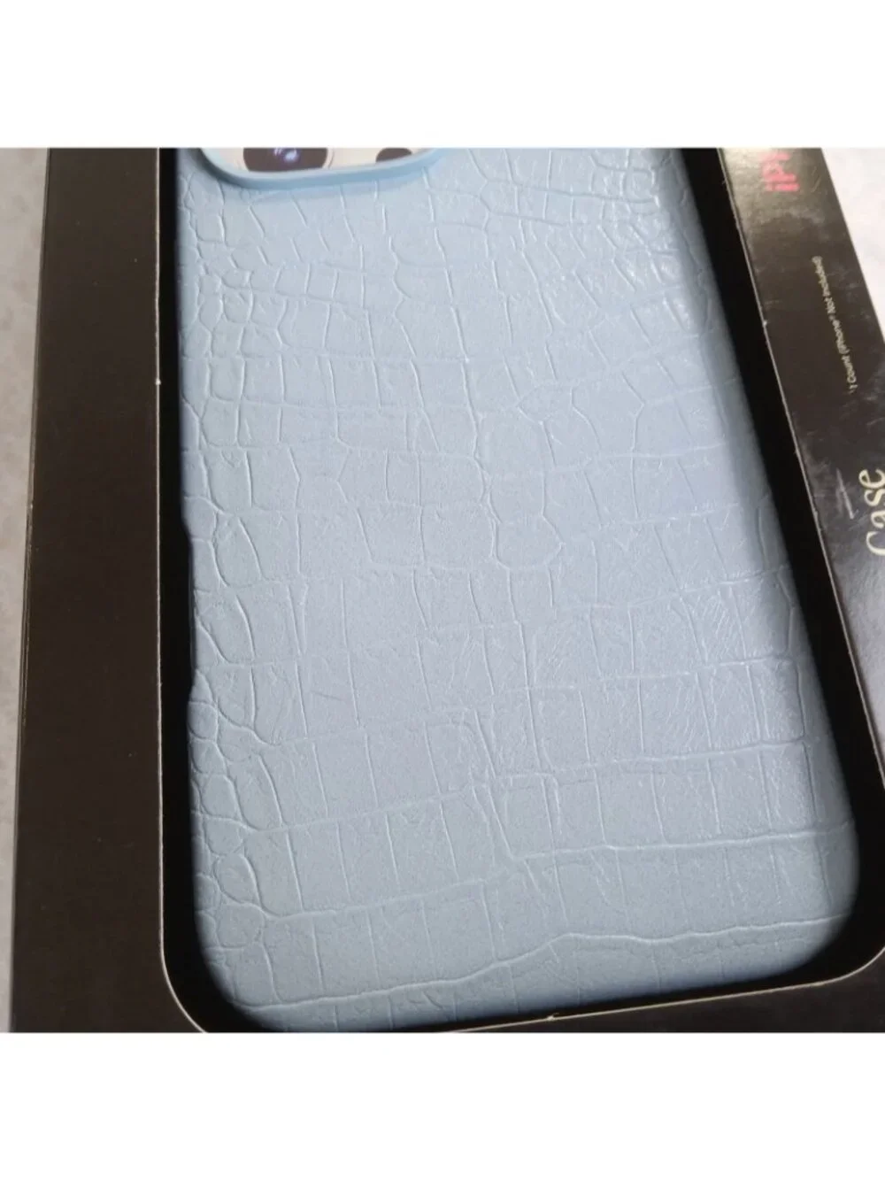Hello Lux Blue Croc Faux Leather Phone Case for iPhone 16 Pro Max Dual Layer